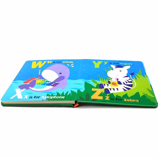 어린이를 위한 인쇄 서비스. 뒷면이 회색인 맞춤형 다이컷 동화책